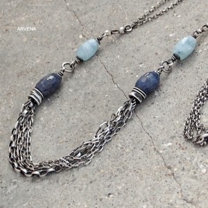 SZAFIRY,AKWAMARYN - naszyjnik