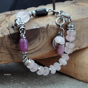 KWARC RÓŻOWY,RUBIN...- bransoletka 02