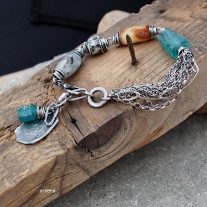 SZKŁO AFGAŃSKIE,BURSZTYN... - bransoletka 010