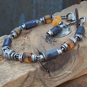 Szafiry & bursztyn - bransoletka 01