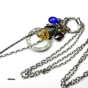 cytryn,granat,kwarc szafirowy... - naszyjnik