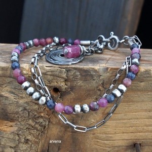 SZAFIRY,RUBINY - bransoletka 08