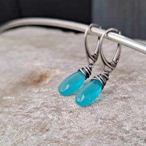 Chalcedon SWISS BLUE - kolczyki 03