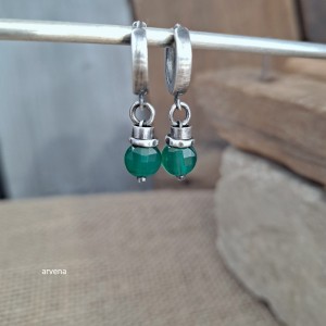 Mini onyks zielony -  kolczyki 01 