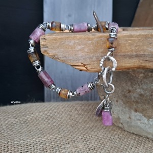 UNISEX Rubiny & bursztyn - bransoletka 01