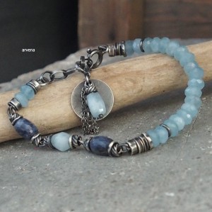 AKWAMARYN,SZAFIR - bransoletka 04