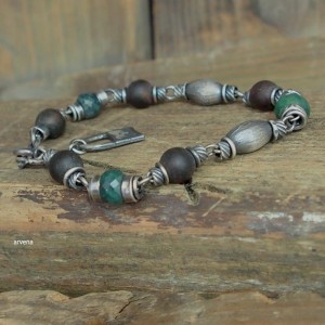 Szmaragdy & bursztyn - bransoletka