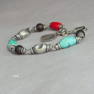 Bursztyn,turkus - bransoletka 016