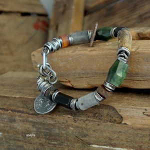 Nefryt,bursztyn... - bransoletka 03