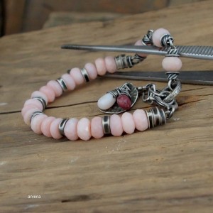 Opal różowy - bransoletka 01