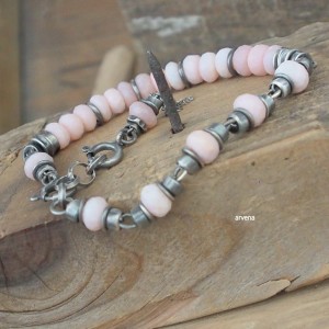 Opal różowy - bransoletka 02