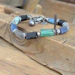 Szafir, szkło afgańskie... - bransoletka