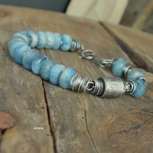 Akwamaryn - bransoletka XXL