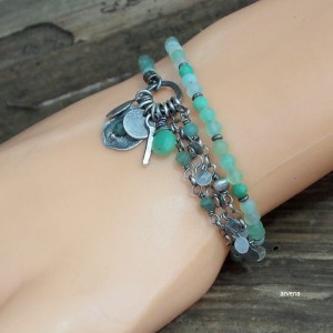 Chryzopraz,szmaragd - bransoletka