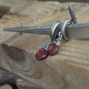 Granat - kolczyki 014