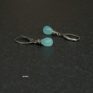 Chalcedon aqua - kolczyki 07