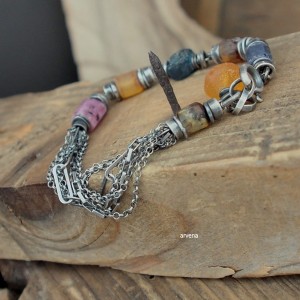 Rubin, szkło afgańskie... - bransoletka