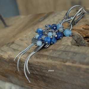 Akwamaryn,kyanit... - kolczyki