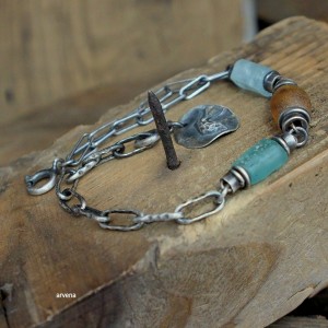 Bursztyn,akwamaryn... - bransoletka