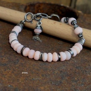 Opal różowy - bransoletka 03