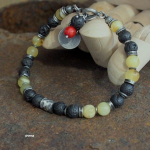 Bursztyn,lawa - bransoletka