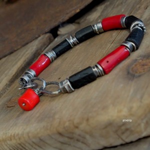 Koral, turmalin - UNISEX bransoletka 01