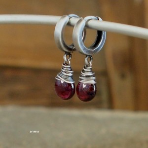 Granat - kolczyki 016