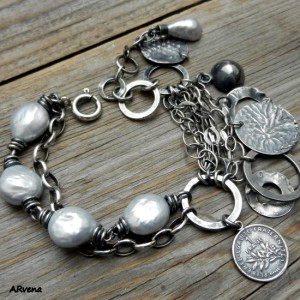 P1w szarości - bransoletka z pereł