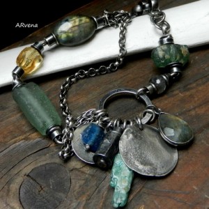 Szkło afgańskie,cytryn... - bransoletka