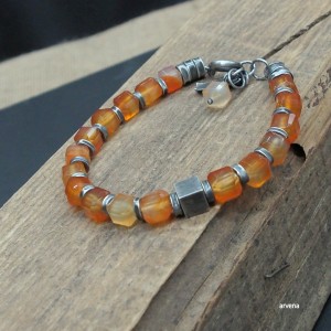 Karneol - sześciany - bransoletka 02