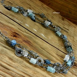 Labradoryt, kyanit...naszyjnik