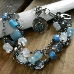 Labradoryt, kyanit...bransoletka