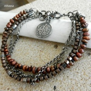 Perła i hematyt - bransoletka