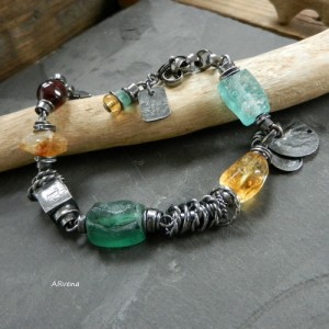 Szkło afgańskie,cytryn - bransoleta VI