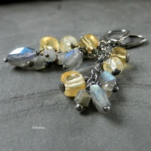 Labradoryt,cytryn - kolczyki
