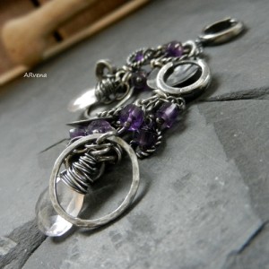 Kwarc różowy, ametyst - kolczyki