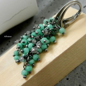 CHRYZOPRAZ,LABRADORYT - kolczyki 2