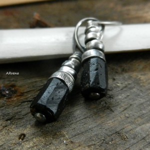 CZARNY TURMALIN - kolczyki