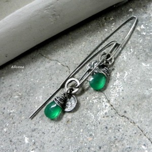 Onyks zielony - kolczyki