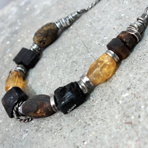 Bursztyn, cytryn & turmalin - naszyjnik