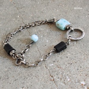 LARIMAR & TURMALIN - bransoletka
