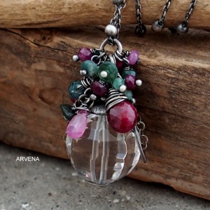 SZMARAGDY,RUBINY - naszyjnik 01